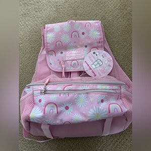 TOMMY BAHAMA Kids Insulated Pink Backpack With Cooler Rainbows & Daisies NEW!